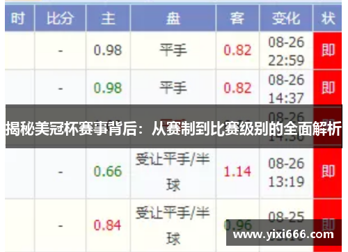 揭秘美冠杯赛事背后:从赛制到比赛级别的全面解析 揭秘美冠杯赛事背后:从赛制到比赛级别的全面解析